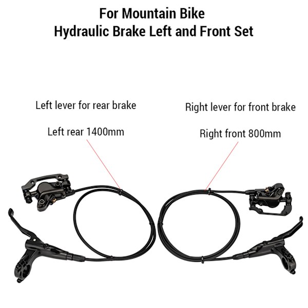 Hydraulisk bromssats för mountainbikes, 2 kolvar, vänster fram