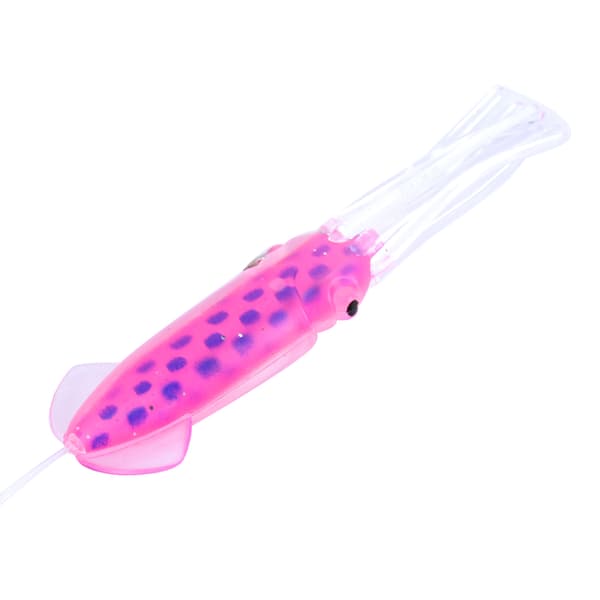 Flexibelt Bioniskt Bläckfiskfiskedragstillbehör med Röda och Blå Prickar 14.5cm