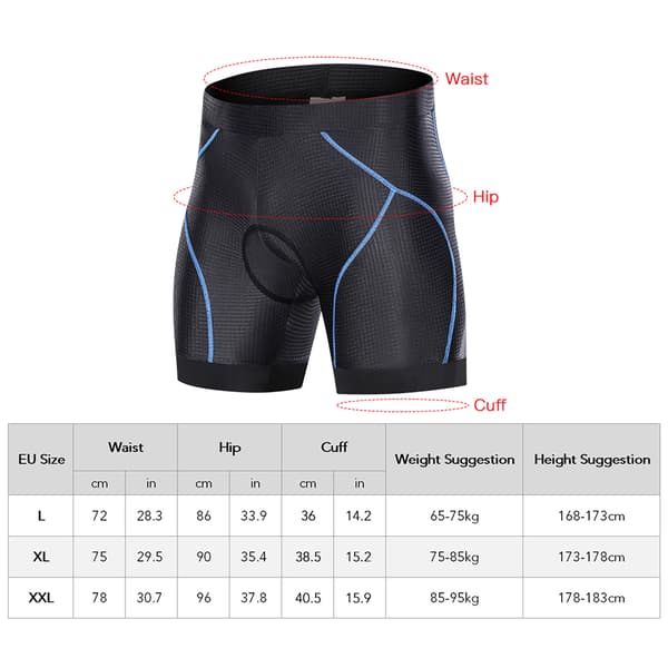 Cykelshorts för män med 3D halkfri vadderad cykel