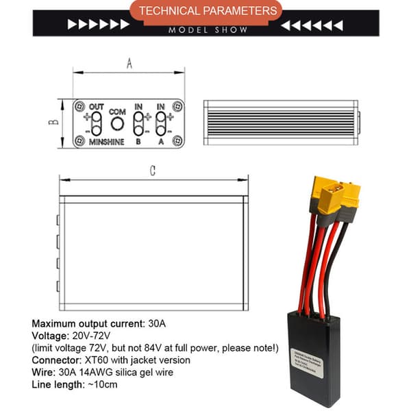 Balancerstikkonverter Dobbeltbatteri 20V-72V 40A til El-cykel