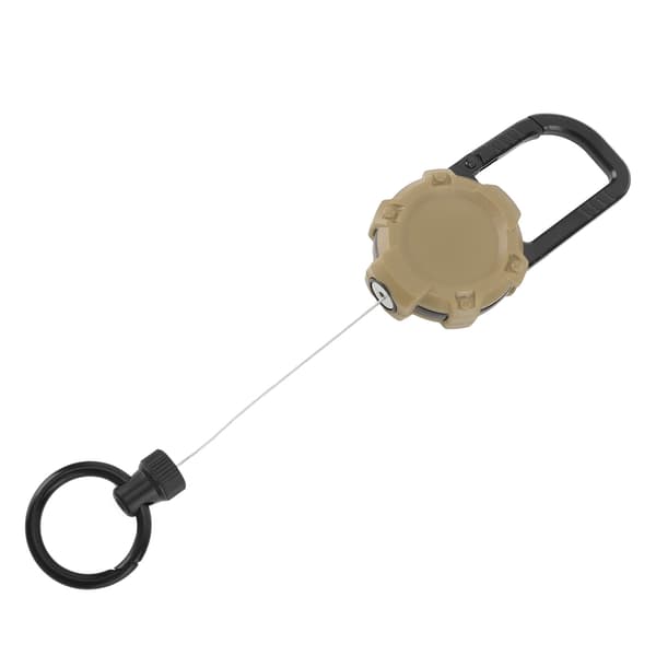 Magnetisk infällbar nyckelring med karbinhake, rostfri ståltråd, brun