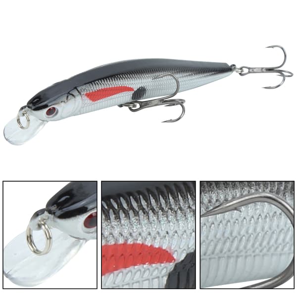 5 st simulerade plast långskottsminnow-drag med trekrok 10 cm 80 g för fiske