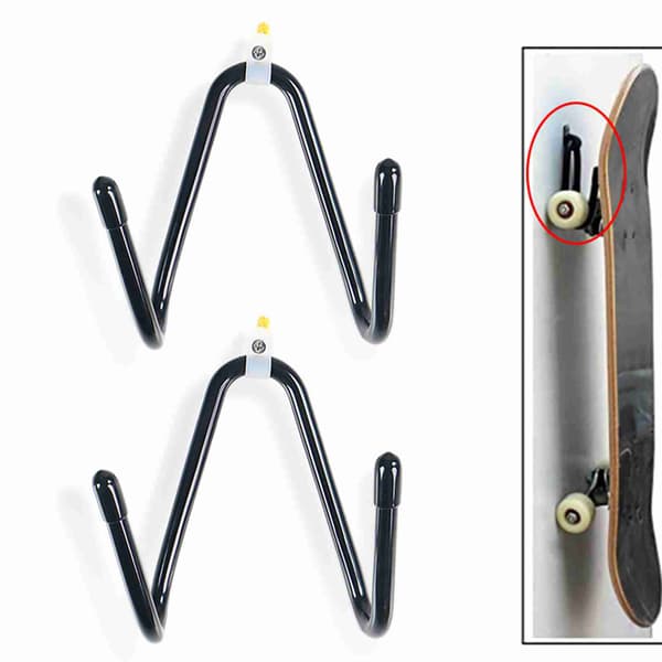 2 stk veggfeste for skateboard/longboard stativ henger krok oppbevaring 8 kg