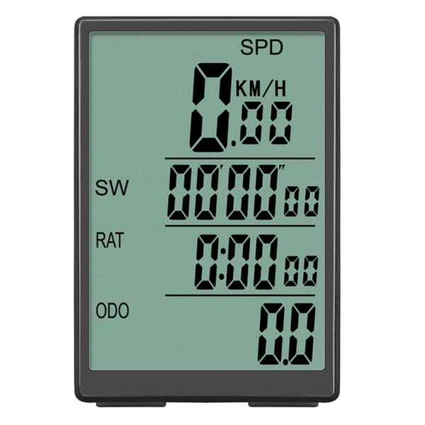 Trådløs cykelcomputer med speedometer, vandafvisende, 3 tommer LCD-skærm og baggrundsbelysning