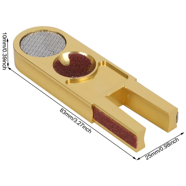Multifunktionel Billardkø-spids-trimmer, -former, -polerer, Guld Aluminiumlegering, U-formet, Sølvskilt