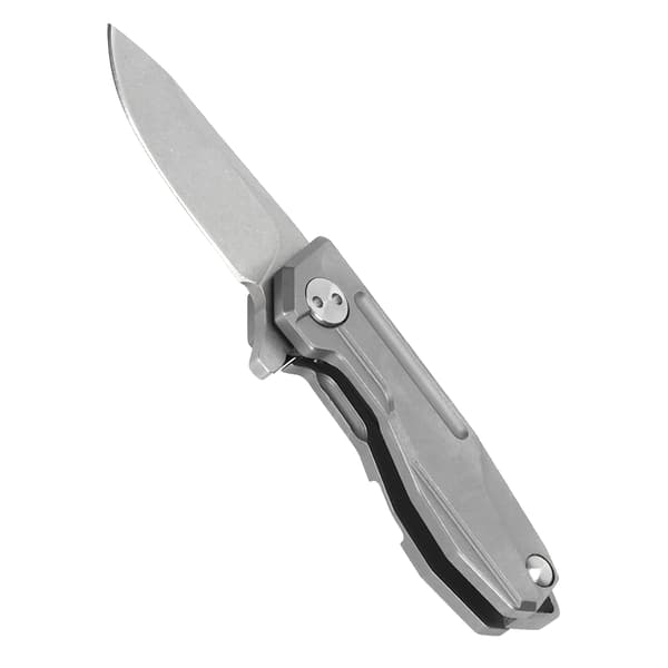 Mini foldekniv laget av titanlegering med D2-blad, nøkkelring og grå kjede