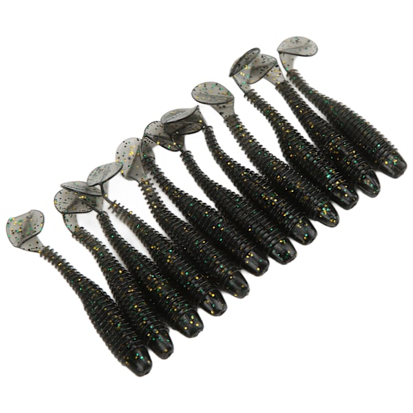12 stk. blød T-hale PVC-agn 70mm/2,9g kunstig ormeagn Flash Grå