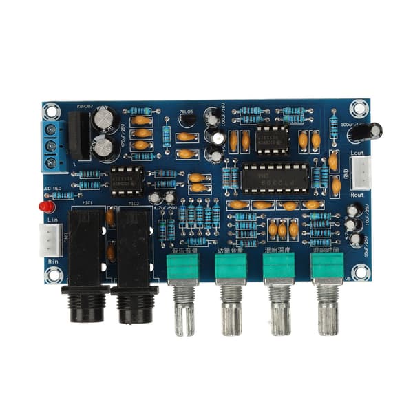 Mikrofonklangbrett med PT2399-brikke, klangmodul PCB, 12V AC dobbel