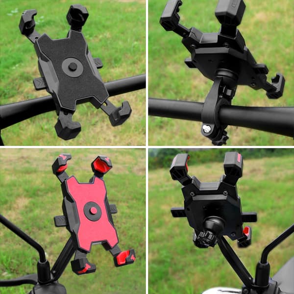 Cykel-/Motorcykeltelefonhållare med 360° rotation, snabblås, justerbart backspegelfäste