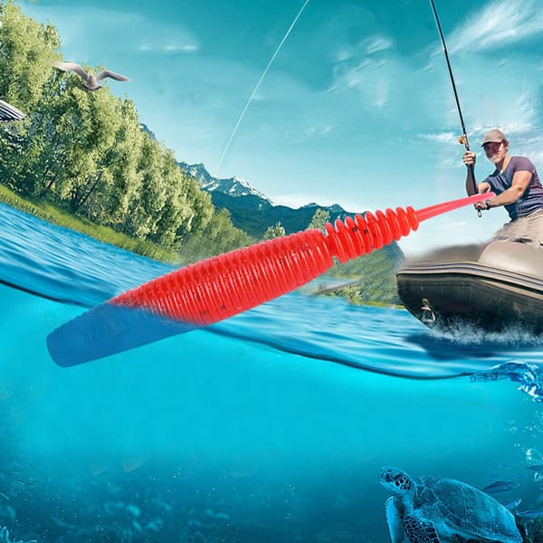 HENG JIA 5 STK Bløde Fiskelokker Orme 7g/9.8cm Plast Fiskelokker - Rød