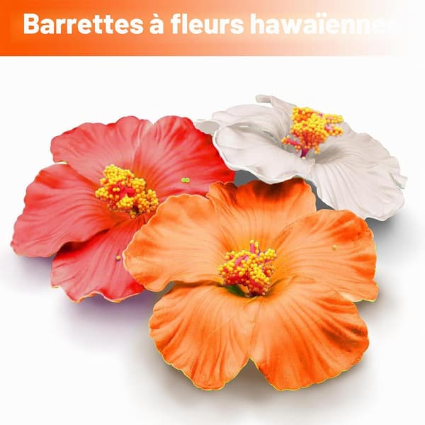 Set med 3 hawaiianska blomhårklämmor - Hibiskus för kvinnor, för semestern och strandfester