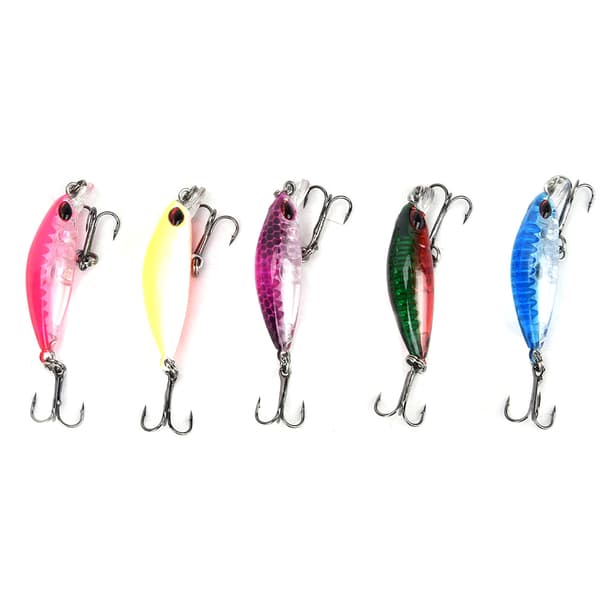 5 kpl Mini Minnow ABS-tekokaloja terävällä kolmihaarakoukulla - Kalastustarvike