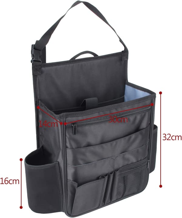 Front bilsæde-organizer med opbevaring til bærbar computer og tablet, sort