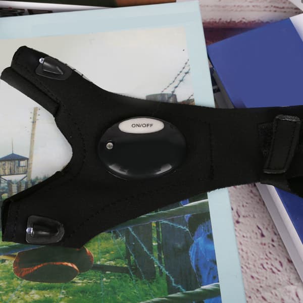 LED-fingerløse handsker med lommelygte, holdbar polyester, til natfiskeri og camping