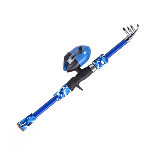Fiskestang til børn 5-12 år, teleskopisk glasfiber, 165 cm, spinnestangssæt