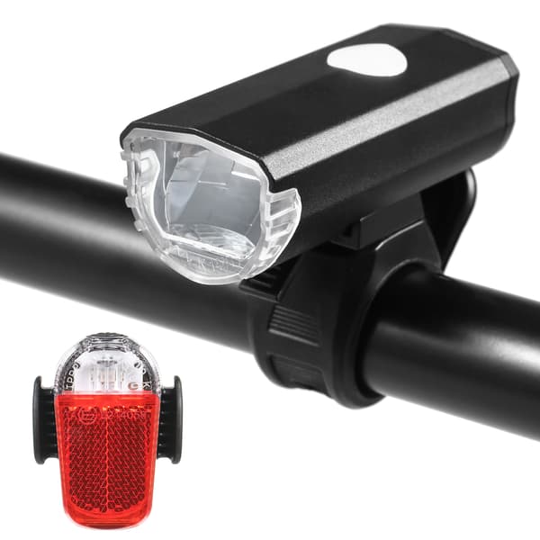 Uppladdningsbara cykellampor via USB, set för fram och bak, superstarka, vattentäta