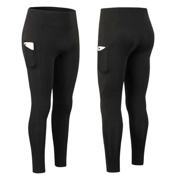 2-pack högmidjade yogaleggings med plyschfoder och fickor, varma byxor för kvinnor