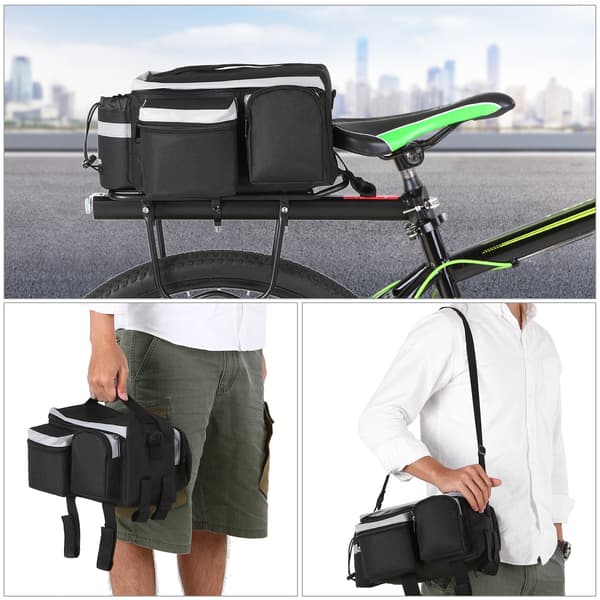 Multifunktionel Cykelbagtaske, Stor Kapacitet, Vandafvisende med Refleksstribe
