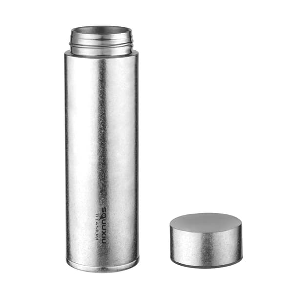 Letvægts termoflaske i titanium 450 ml med tefilter til rejser, camping, vandreture