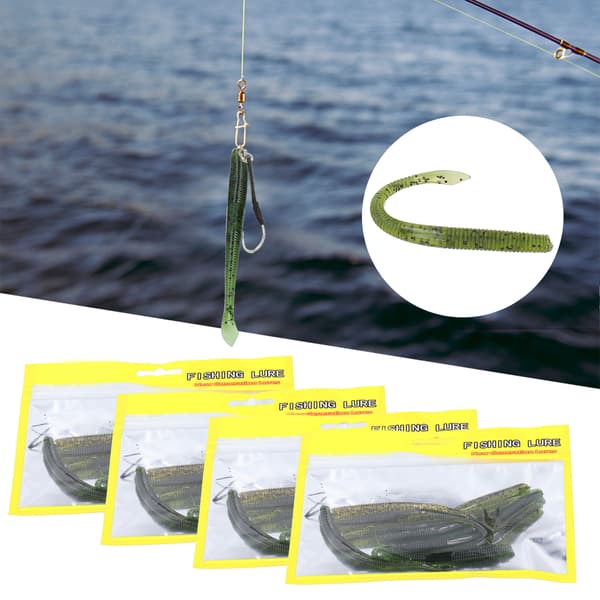 4-sett myk silikon kunstig ormeformet agn 10 cm 3,9 tommer for fiske