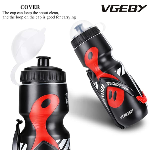 650 ml vandflaske med holder til cykling mountainbiking (sort+rød)