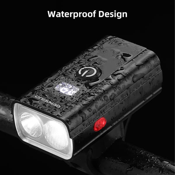 Oppladbar sykkellykt i aluminium, vanntett frontlykt, 400 lumen LED med batteridisplay
