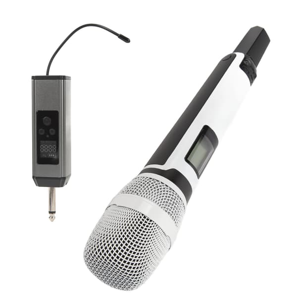 UHF trådlös mikrofon, metall, dynamisk kardioid brusreducering, för karaoke, stabil överföring, vit