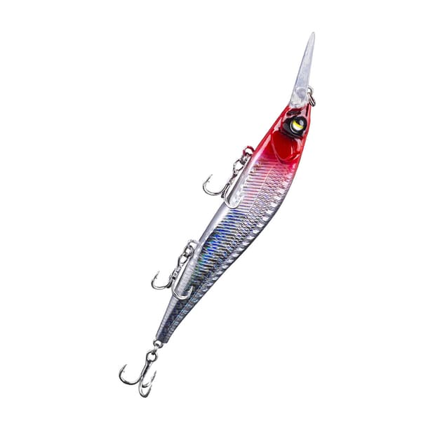 Minnow Jerkbait-drag för basfisk med trekrokar, medeldjupt, 13,5 cm, 14,7 g