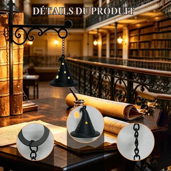 Dekorativ biblioteklykt for bokhylle, for lesing, hattformet