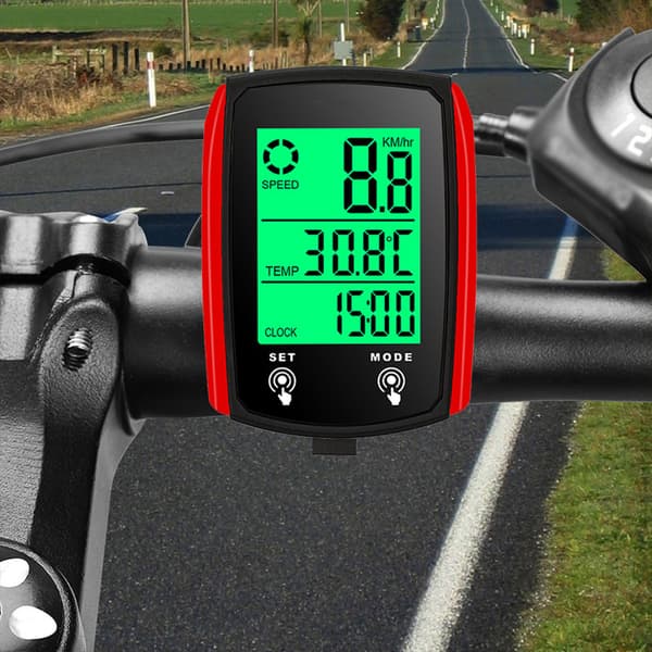 Kablet touchscreen cykelcomputer med speedometer og kilometertæller, IPX6-beskyttelse og baggrundsbelysning til mountainbikes