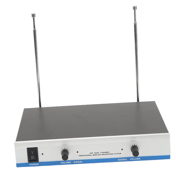 Profesjonelt trådløst dynamisk dobbeltmetallmikrofonsystem for Karaoke KTV-sang 100-240V EU-plugg