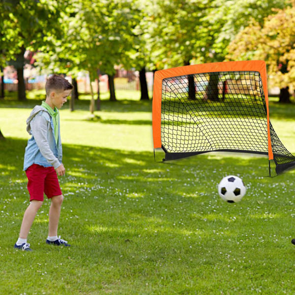 Bærbart foldbart fodboldmål til børn med glasfiberstang til udendørs træning