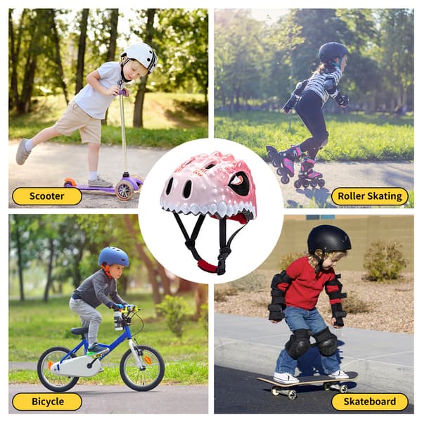 Justerbar 3D Dinosaur Hjelm til Børn, Åndbar, til Cykling og Skateboarding