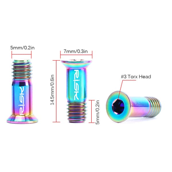 2 st bakväxelbultar i titanlegering M5x14,2 mm för cykel