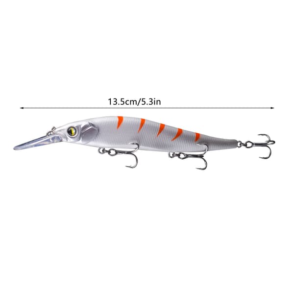 Minnow Jerkbait-drag för bas med trekrok, medeldjup, 13,5 cm, 14,7 g, fiskedrag.