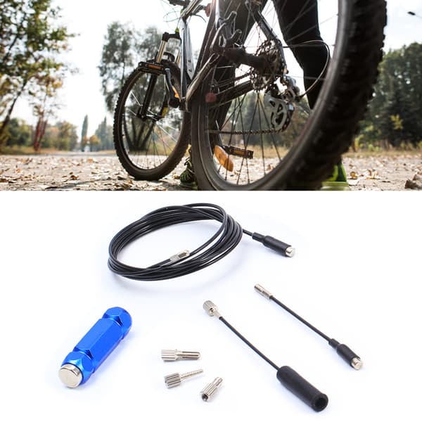 Robust, praktisk, bærbart værktøjssæt til intern kabelføring af cykler med magnetisk guide og tilbehør