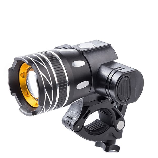 Genopladelig USB-forlygte til cykel med 3 zoomable tilstande til 22-28 mm styr