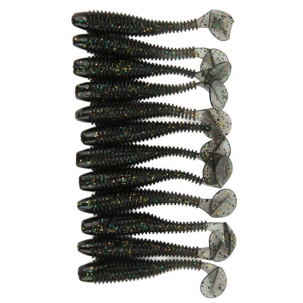 12 stk. blød T-hale PVC-agn 70mm/2,9g kunstig ormeagn Flash Grå