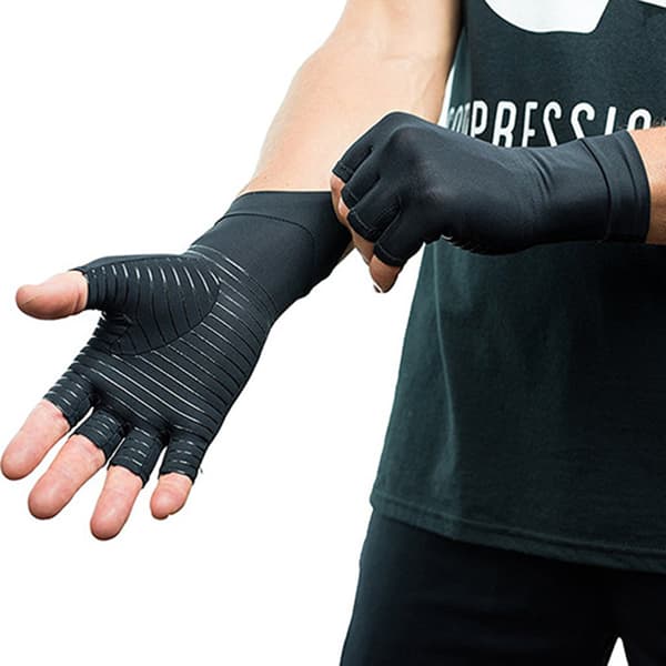Kopparartrithandskar med fingerlös kompression för sport och smärtlindring