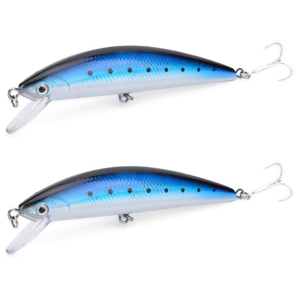 2PCS Minnow Sinking Lure med simulerad tungplatta, 3D-ögon, ABS fiskedrag #1