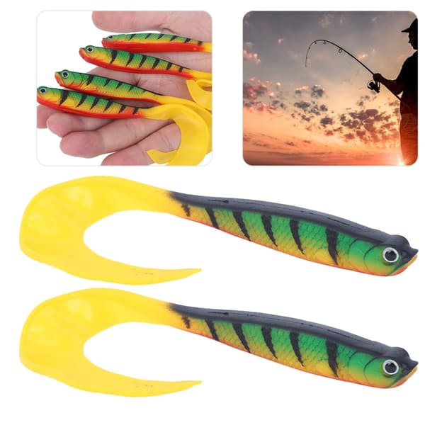 2-pack mjuka fiskedrag med simulerad lång svans för sötvatten och saltvatten