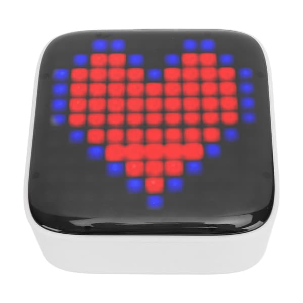 Bærbar Mini Retro Bluetooth-højttaler med farverige LED-lys, Pixel-stil, IPX6, Grå