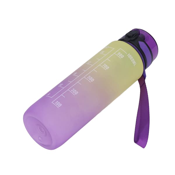1000 ml Gradient Lila Bärbar Sportvattenflaska med Timer och Armband