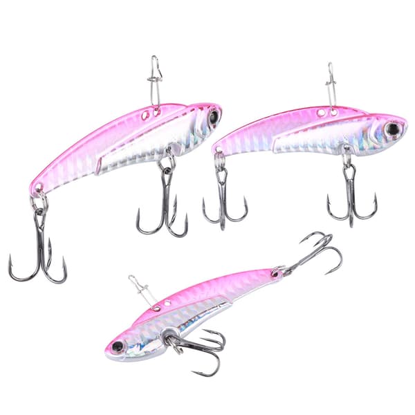 3 STK Kunstig Metall Fiskesluk Synkende Vibrasjon Hardt Agn Rosa