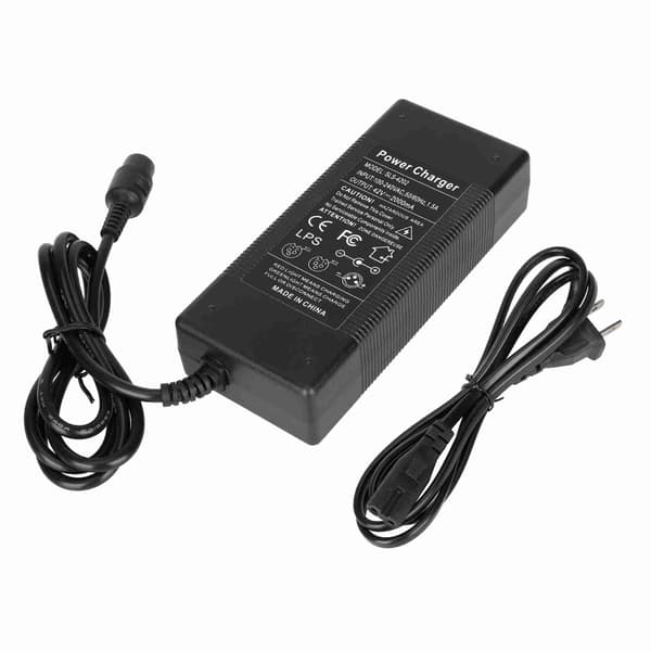 42V 2A Laddare för 36V Litiumbatteri Elscooter 3-stifts Inline-adapter