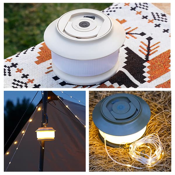Bærbar 2-i-1 LED-campinglampe, vanntett lysstripe, 5 moduser for telt, hagedekorasjon