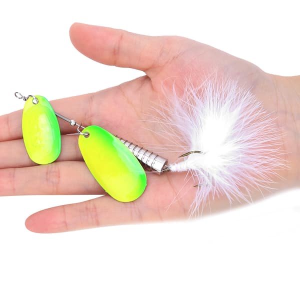 3 stk. Paillet Spinner Ske Fiskelokker med Treblekrog, Metal, 3 Farver, Grøn