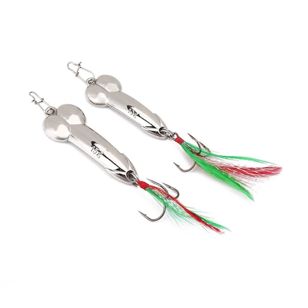 2 st metallfiskedrag med vibration 10g och 15g silver med robust stålkrok
