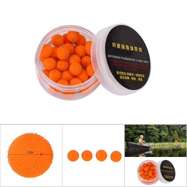 30 Stykker Flydende Skumagn til Karpefiskeri, Orange, 12mm Bløde Piller