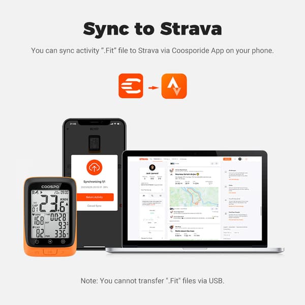 Coospo Cykelcomputer Trådløs GPS Cykel Speedometer Skridttæller ANT+ BT 5.0 Strava IP67